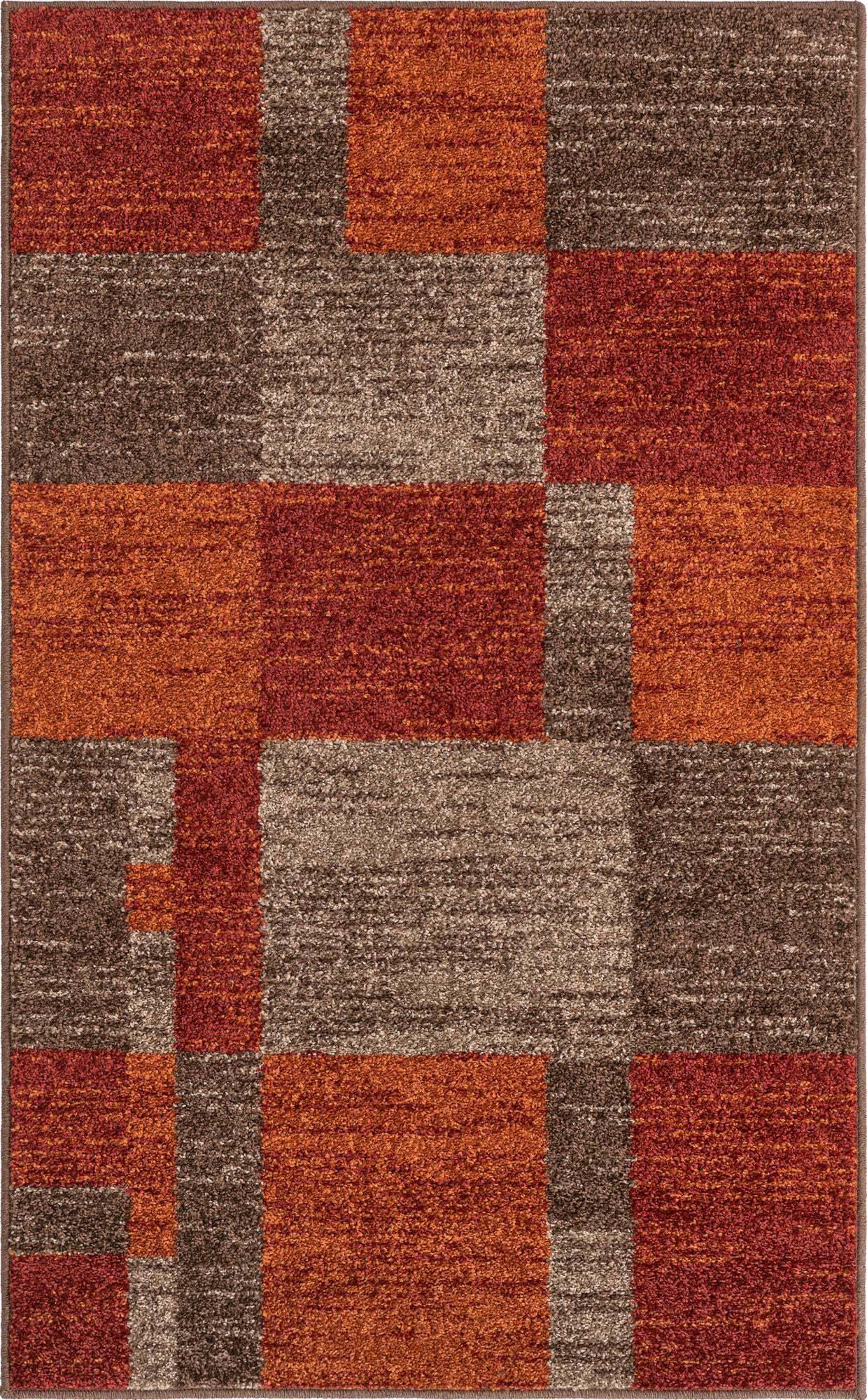 Unique Loom Indoor Rugs - Autumn Geometric 3x5 Rectangular Rug Multi & Dark Brown