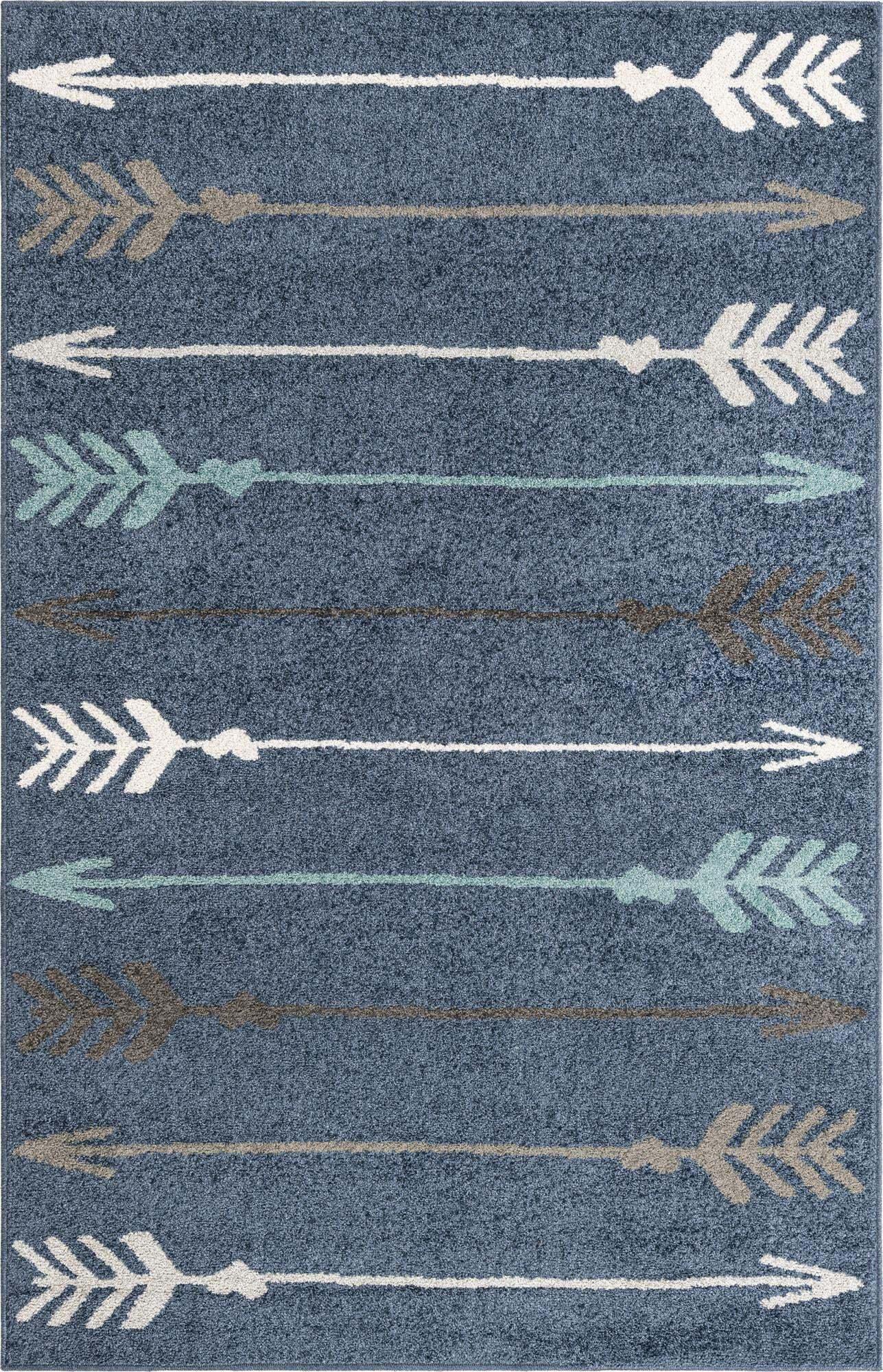 Unique Loom Indoor Rugs - Autumn Geometric 5x8 Rectangular Rug Blue
