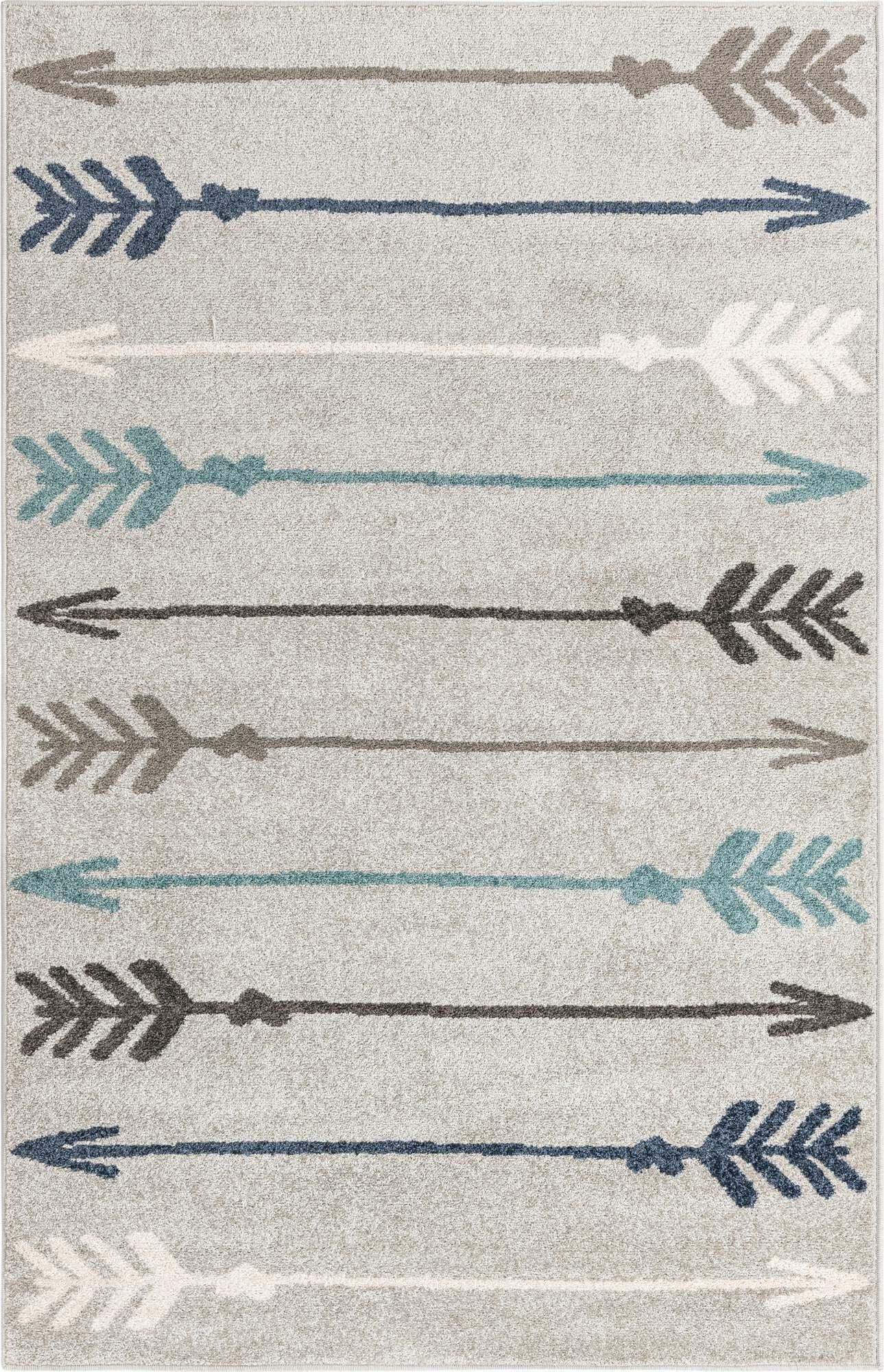Unique Loom Indoor Rugs - Autumn Geometric 5x8 Rectangular Rug Gray & Blue