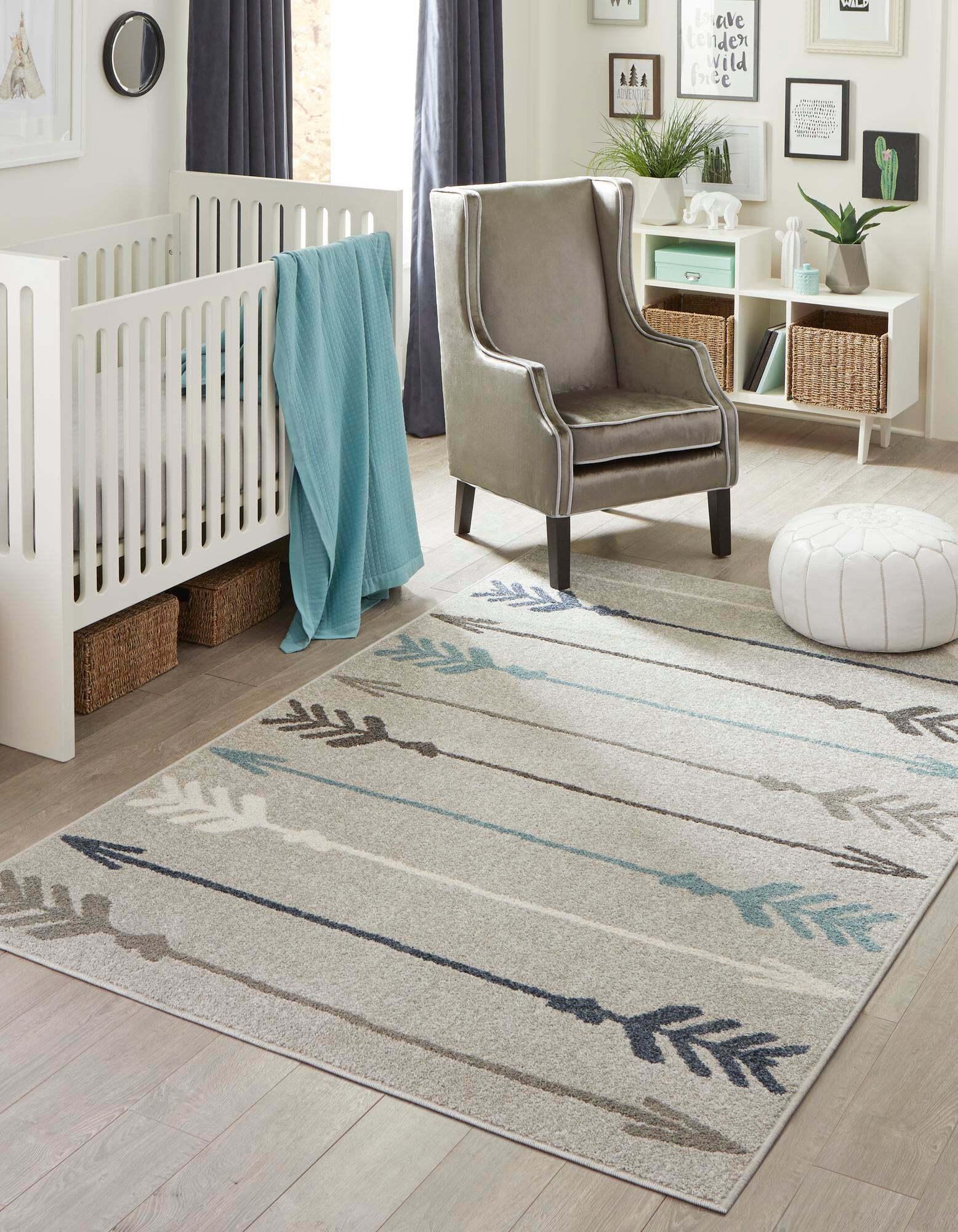Unique Loom Indoor Rugs - Autumn Geometric 5x8 Rectangular Rug Gray & Blue