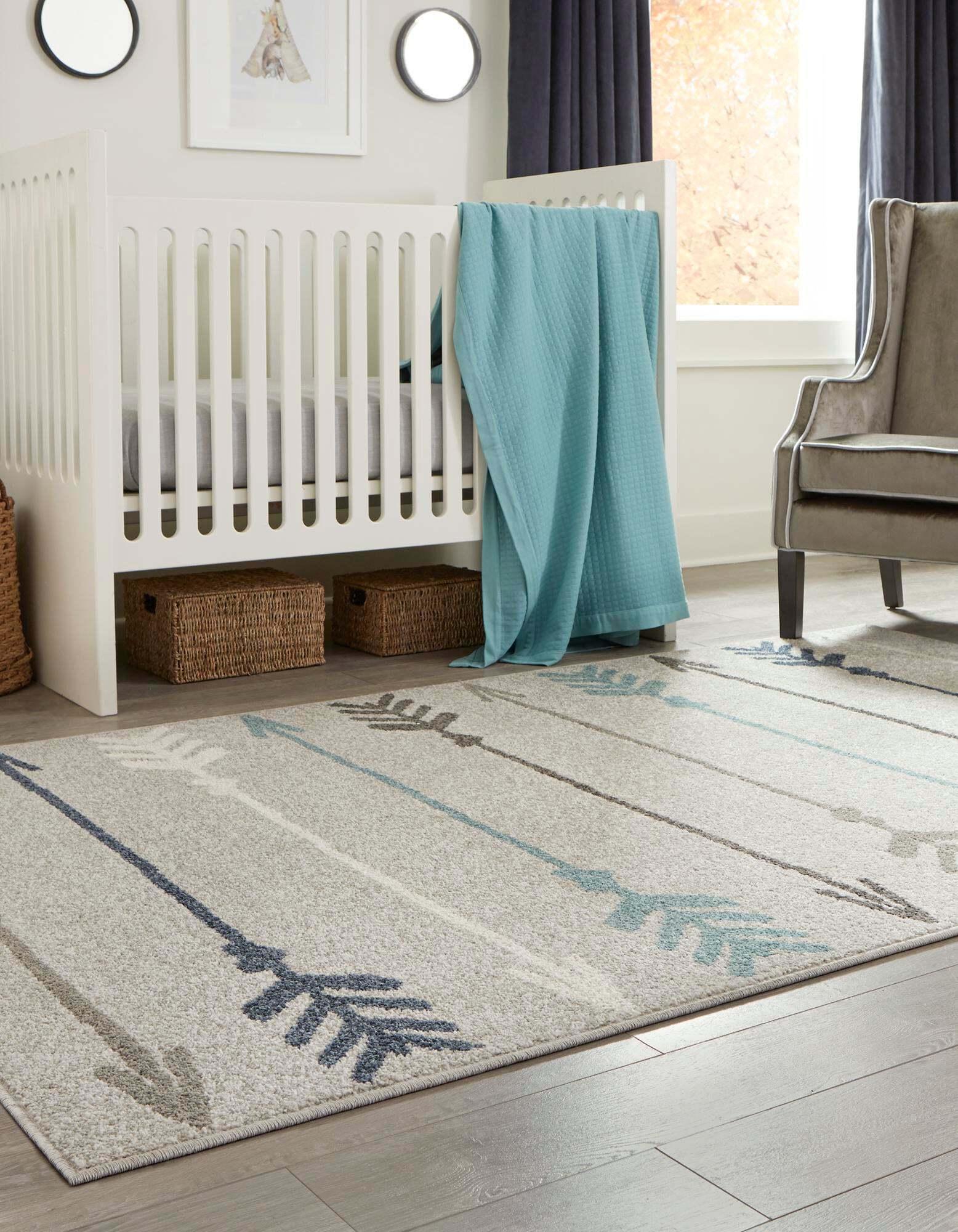 Unique Loom Indoor Rugs - Autumn Geometric 5x8 Rectangular Rug Gray & Blue