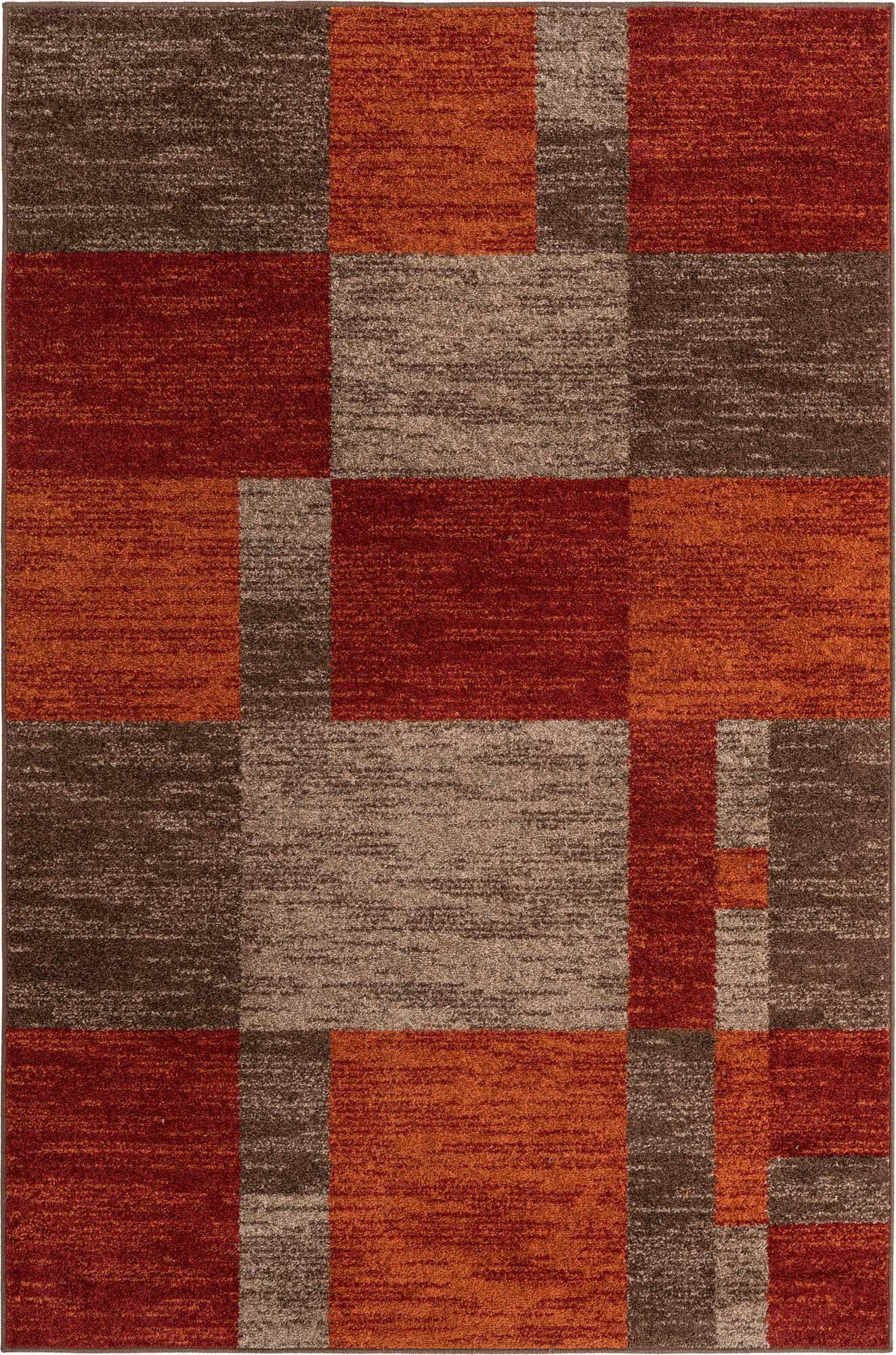 Unique Loom Indoor Rugs - Autumn Geometric 6x9 Rectangular Rug Multi & Dark Brown