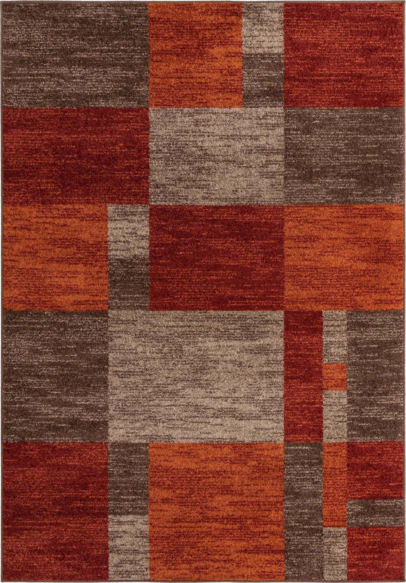 Unique Loom Indoor Rugs - Autumn Geometric 7x10 Rectangular Rug Multi & Dark Brown