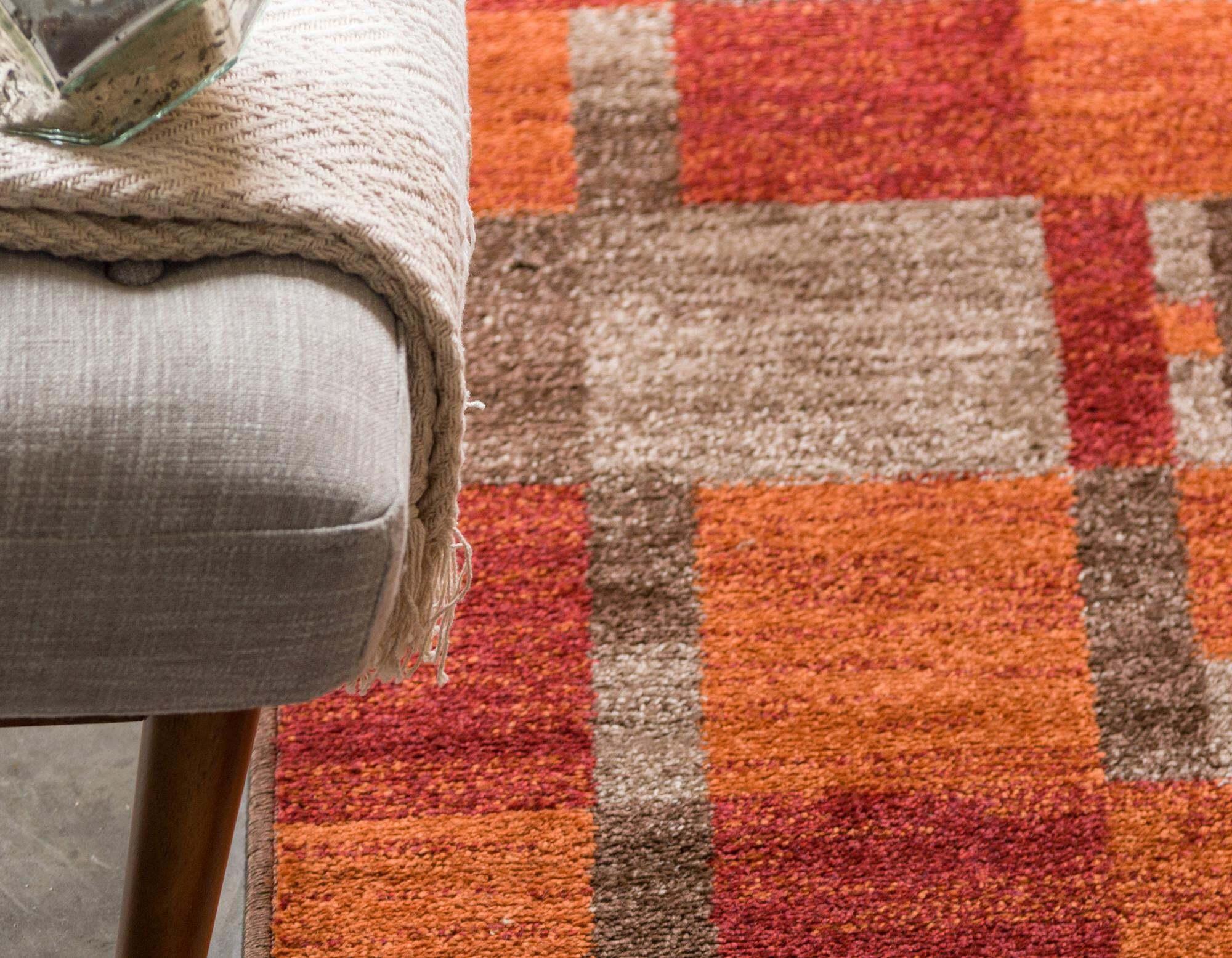 Unique Loom Indoor Rugs - Autumn Geometric 7x10 Rectangular Rug Multi & Dark Brown