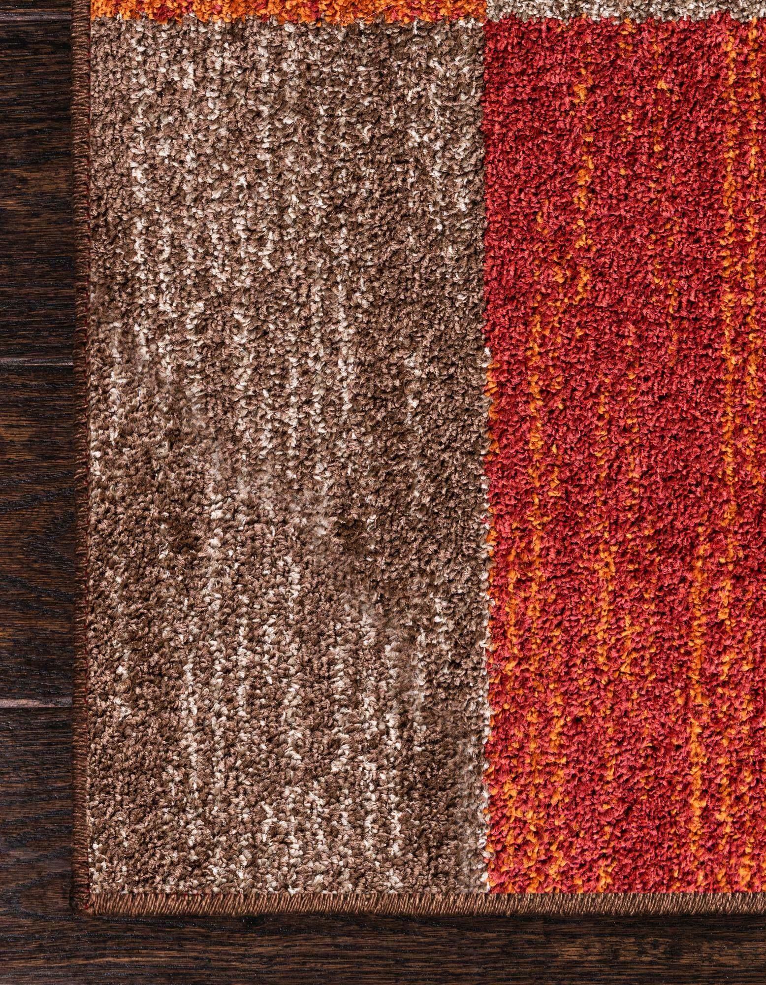 Unique Loom Indoor Rugs - Autumn Geometric 7x10 Rectangular Rug Multi & Dark Brown