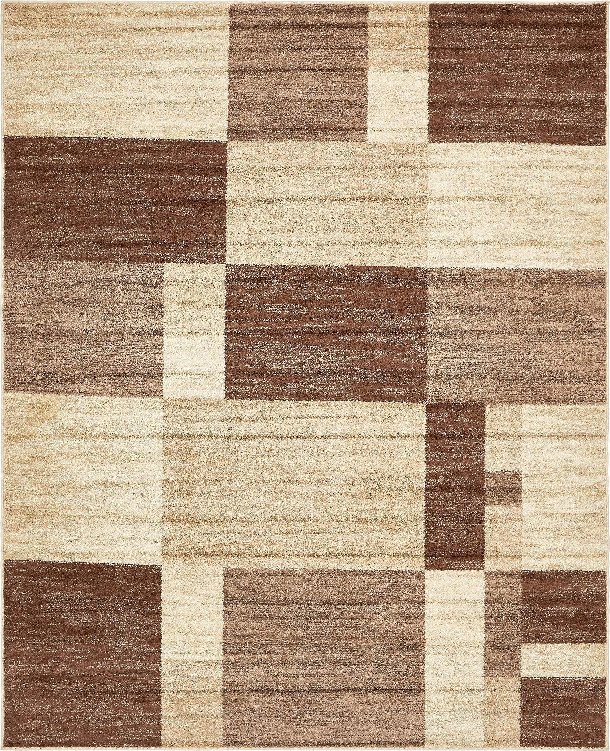 Unique Loom Indoor Rugs - Autumn Geometric Rectangular 8x10 Rug Beige & Dark Brown