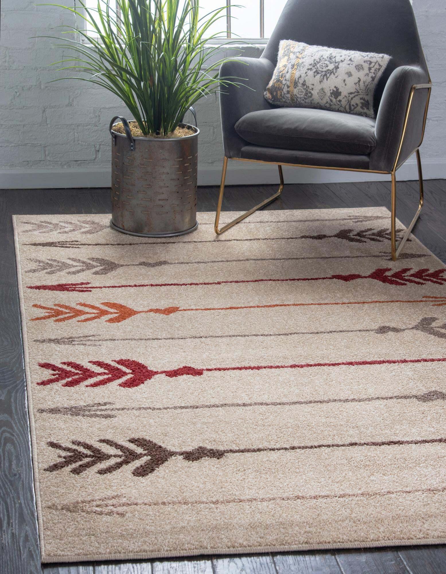 Unique Loom Indoor Rugs - Autumn Geometric Rectangular 8x10 Rug Beige & Gray