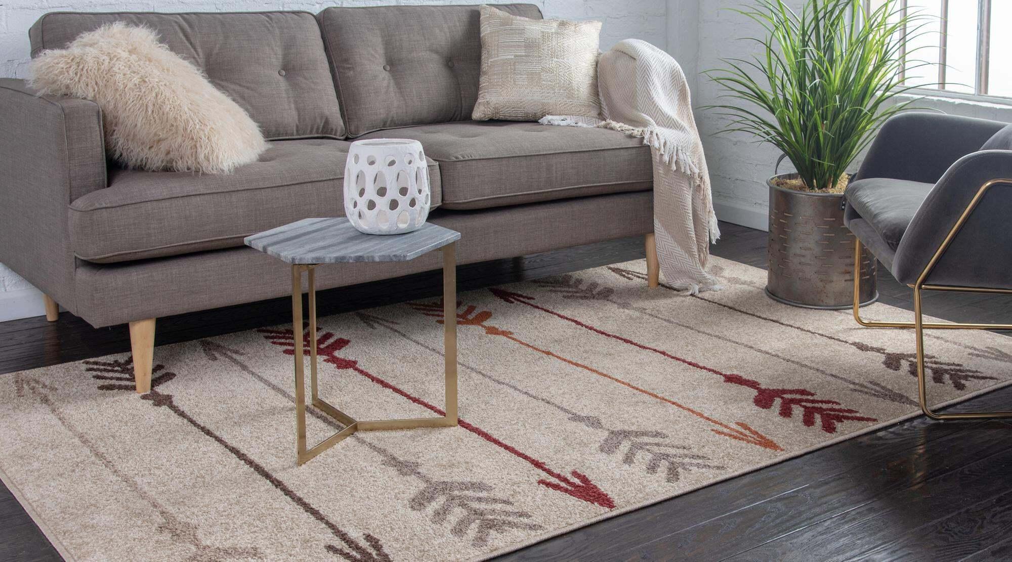 Unique Loom Indoor Rugs - Autumn Geometric Rectangular 8x10 Rug Beige & Gray