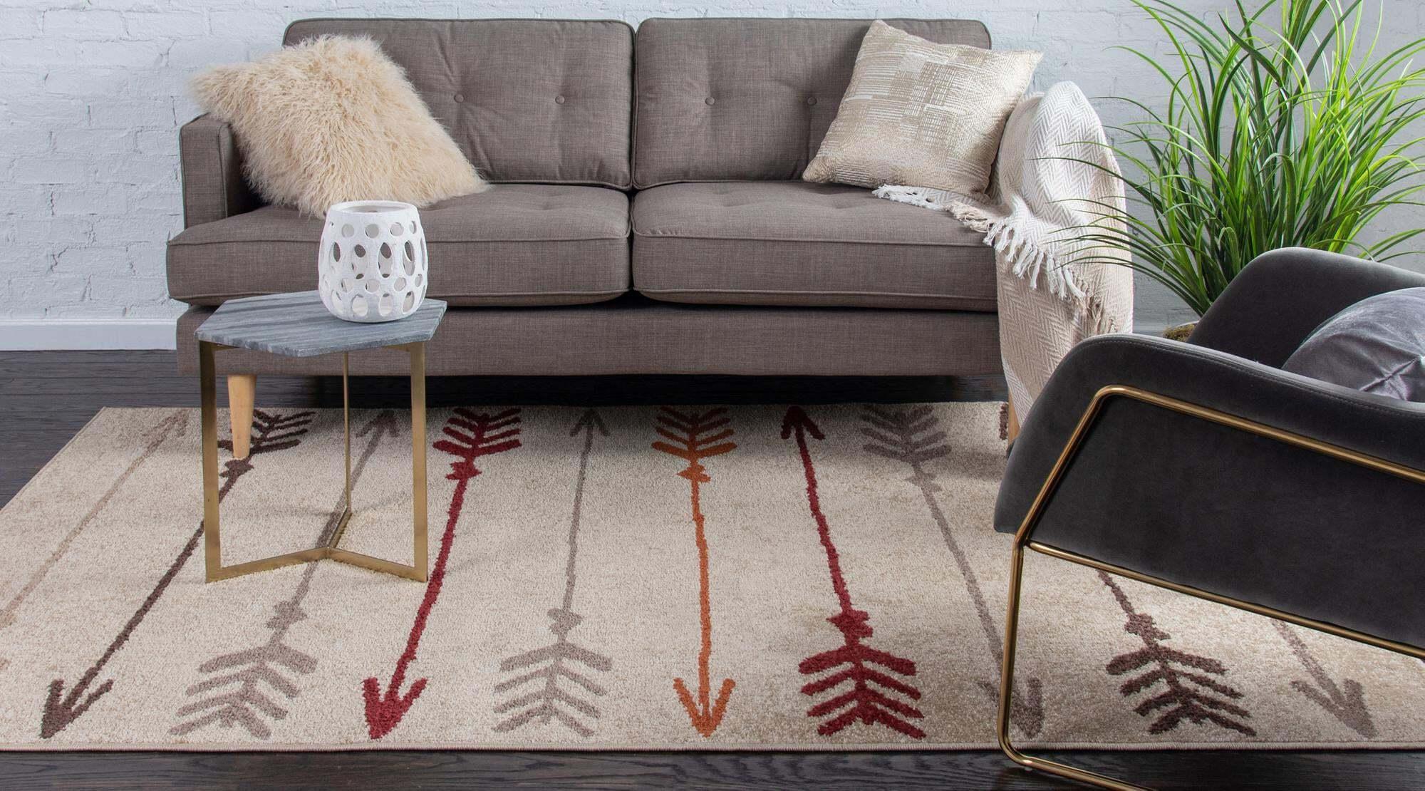 Unique Loom Indoor Rugs - Autumn Geometric Rectangular 8x10 Rug Beige & Gray