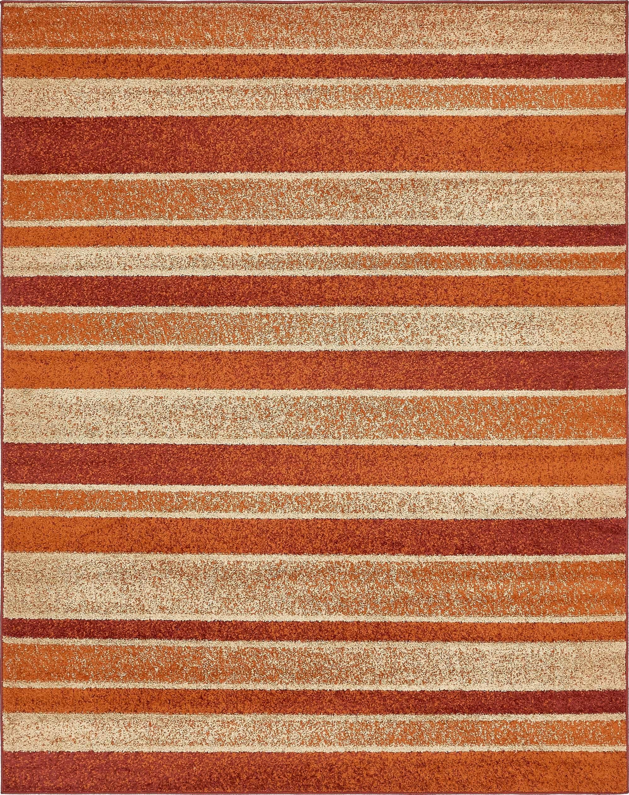 Unique Loom Indoor Rugs - Autumn Geometric Rectangular 8x10 Rug Rust Red & Beige
