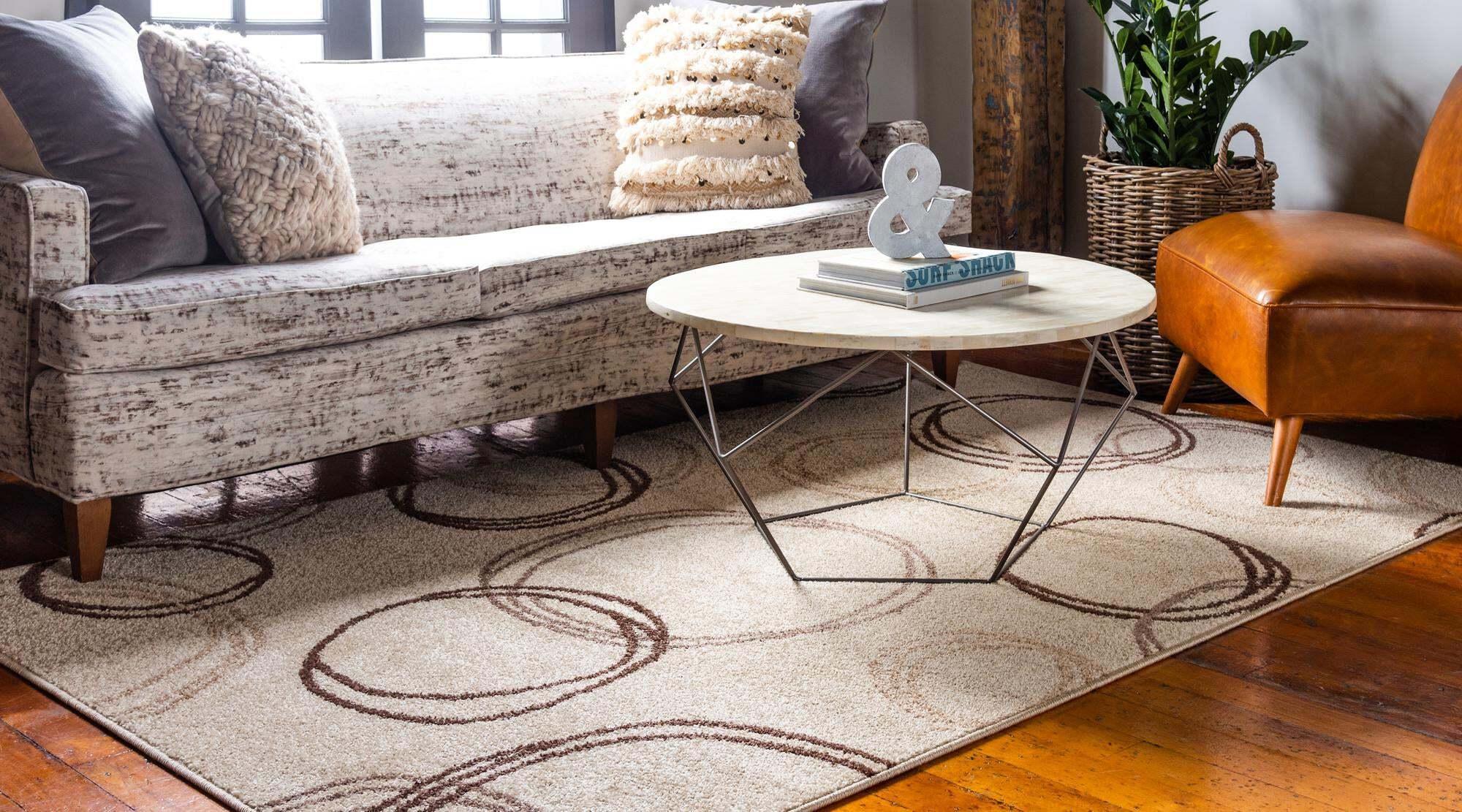 Unique Loom Indoor Rugs - Autumn Geometric Rectangular 9x12 Rug Beige & Brown