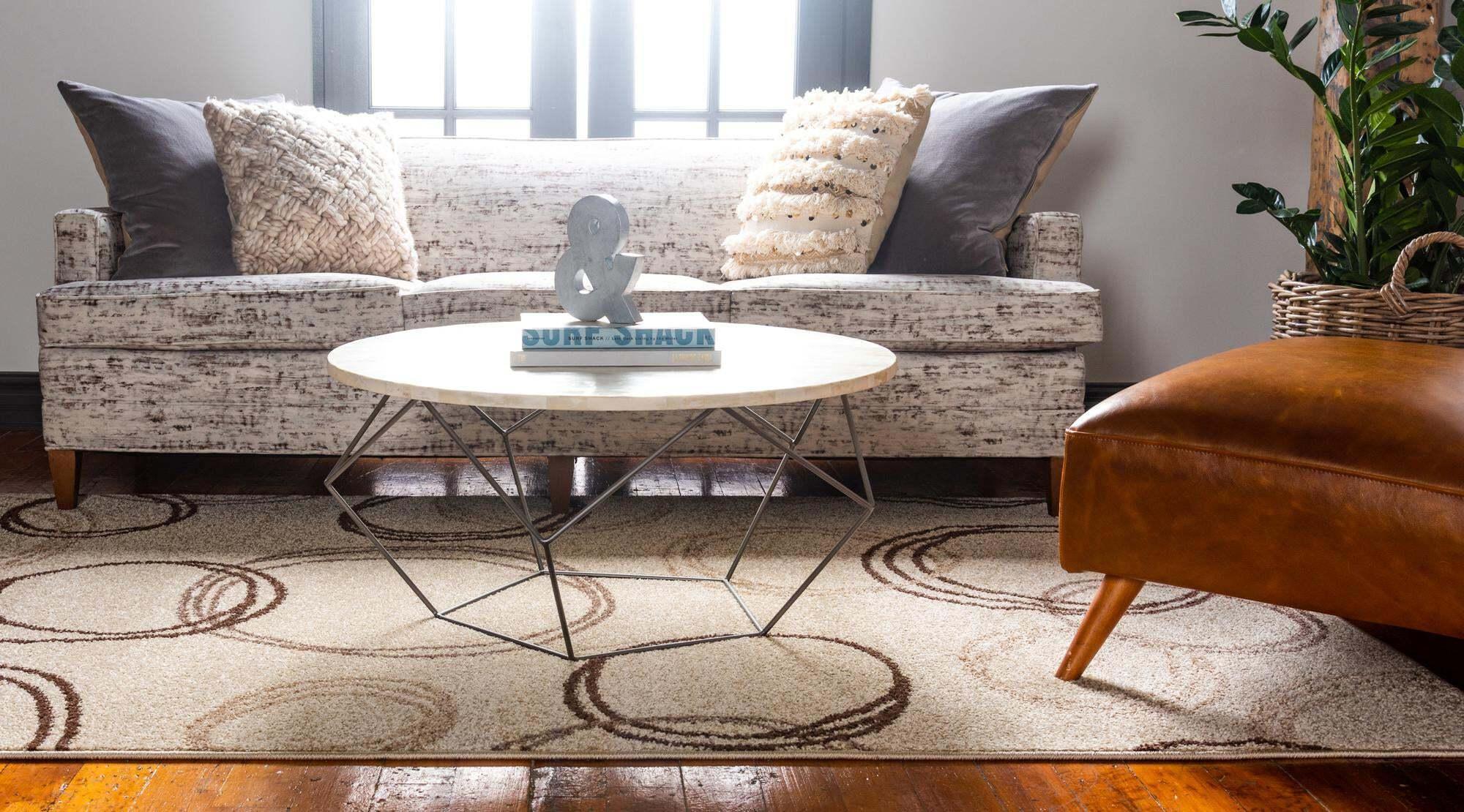 Unique Loom Indoor Rugs - Autumn Geometric Rectangular 9x12 Rug Beige & Brown