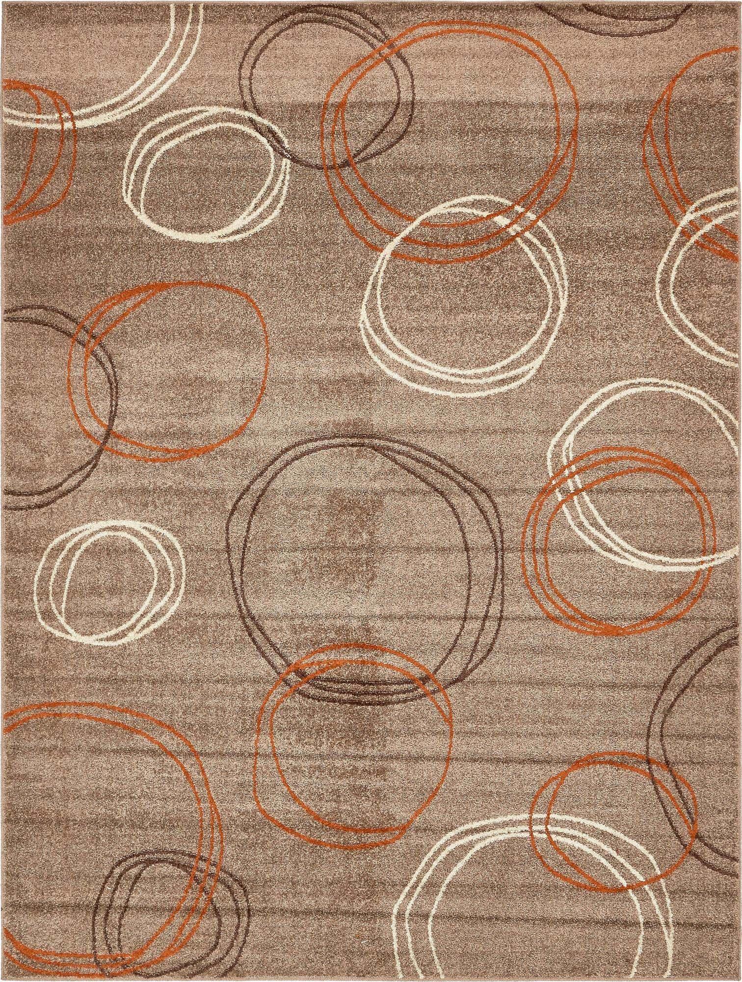 Unique Loom Indoor Rugs - Autumn Geometric Rectangular 9x12 Rug Light Brown & Terracotta