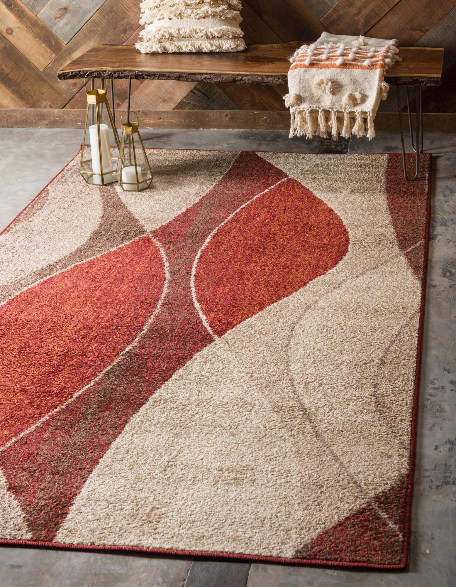 Unique Loom Indoor Rugs - Autumn Geometric Rectangular 9x12 Rug Multi & Beige