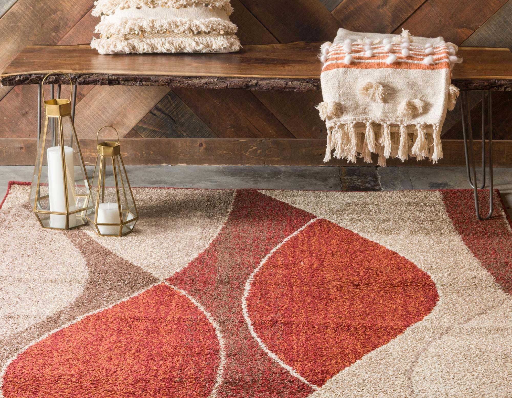 Unique Loom Indoor Rugs - Autumn Geometric Rectangular 9x12 Rug Multi & Beige