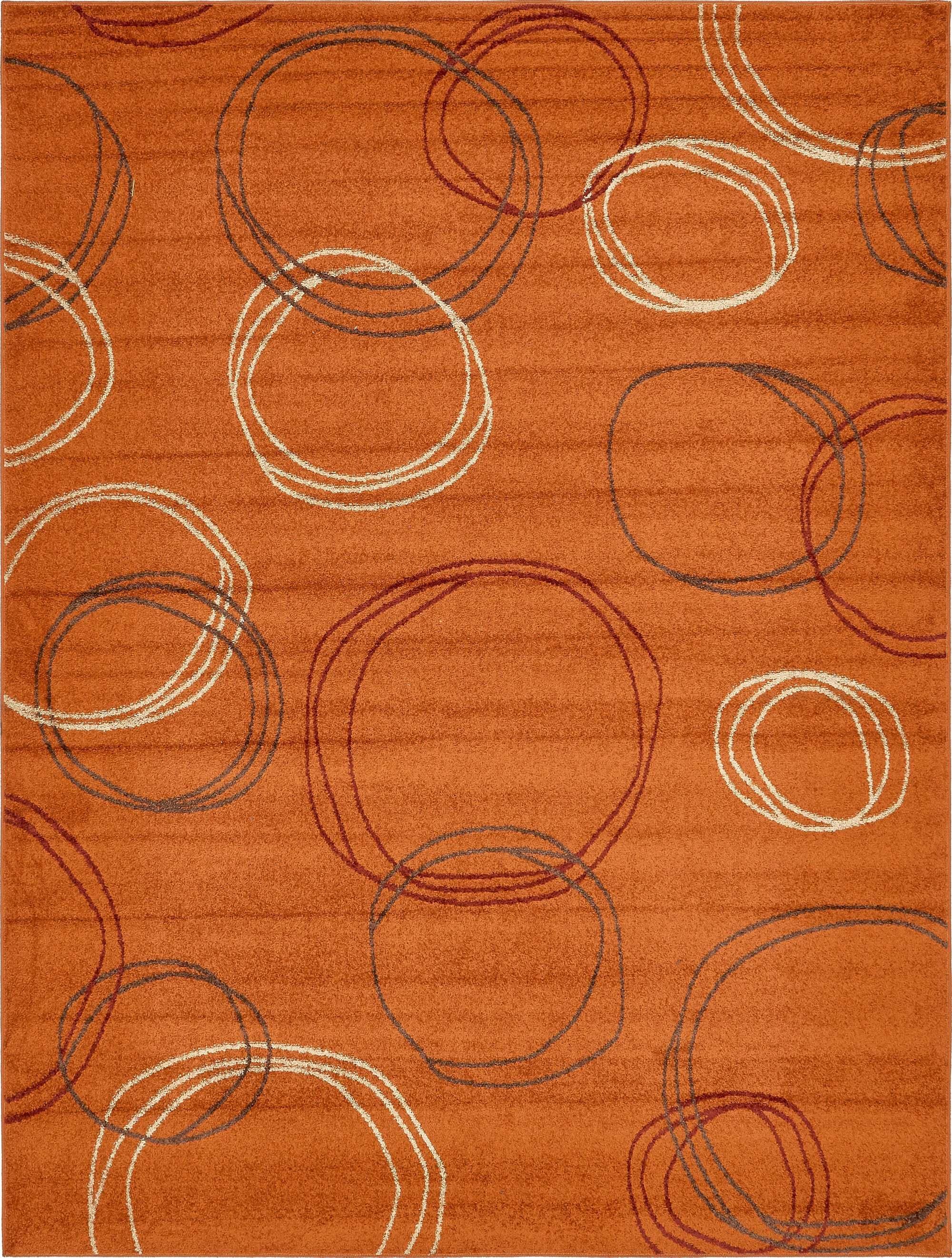 Unique Loom Indoor Rugs - Autumn Geometric Rectangular 9x12 Rug Terracotta & Beige