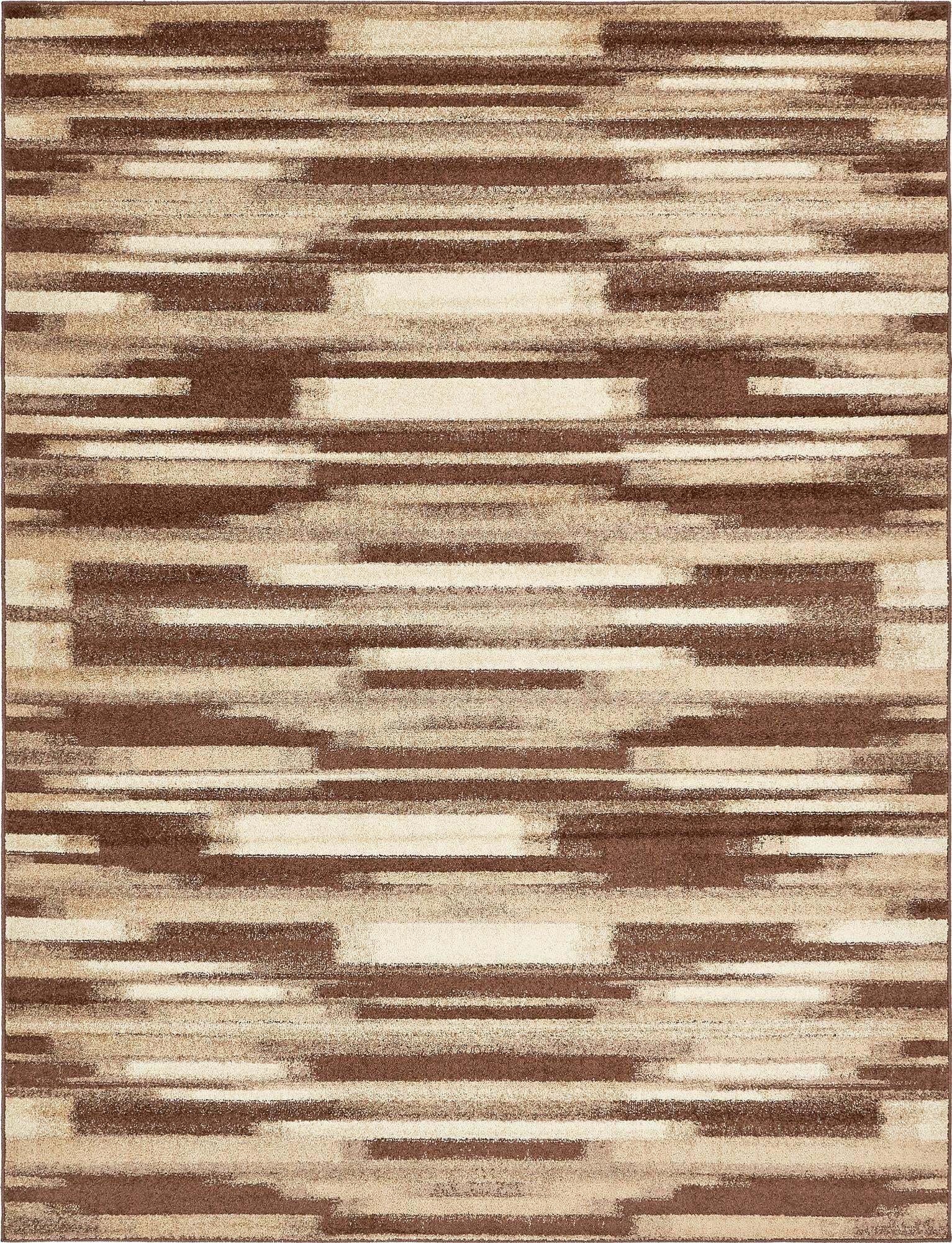 Unique Loom Indoor Rugs - Autumn Rectangular 9x12 Rug Beige & Dark Brown