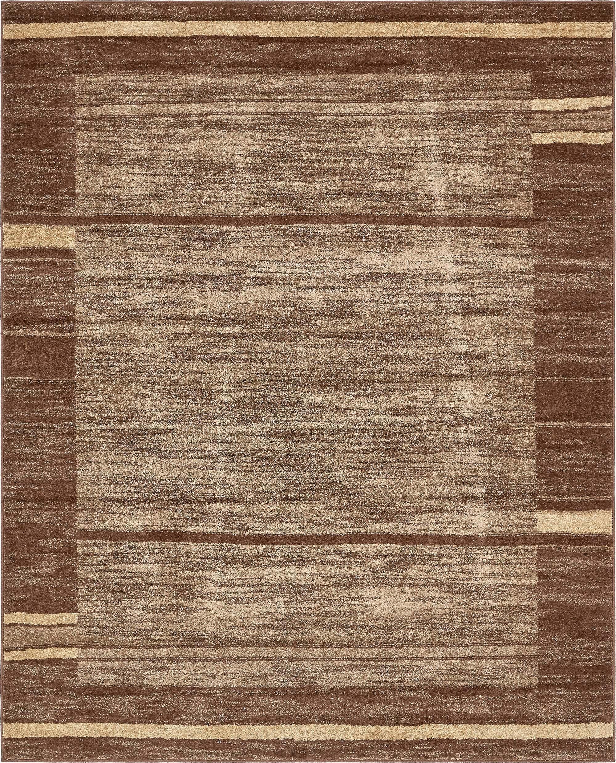 Unique Loom Indoor Rugs - Autumn Striped Rectangular 8x10 Rug Brown & Beige