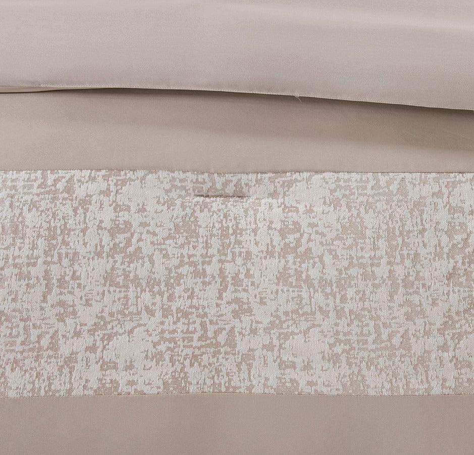 Olliix.com Comforters & Blankets - Ava Glam 7 Piece Chenille Jacquard Comforter Set Taupe King