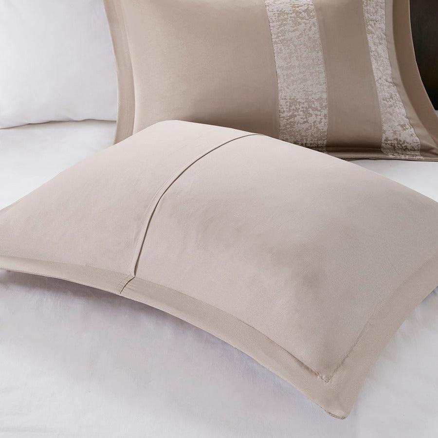 Olliix.com Comforters & Blankets - Ava Global Inspired 7 Piece Chenille Jacquard Comforter Set Taupe Queen