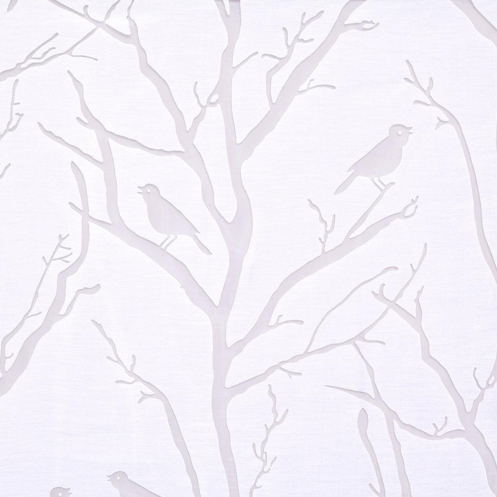 Olliix.com Curtains - Averil 95" Grommet Top Sheer Bird on Branches Burnout Window Curtain White
