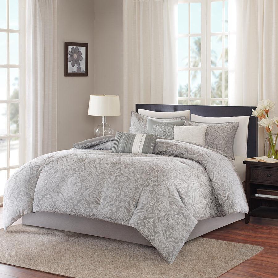 Olliix.com Comforters & Blankets - Averly Global Inspired 7 Piece Comforter Set Gray Cal King