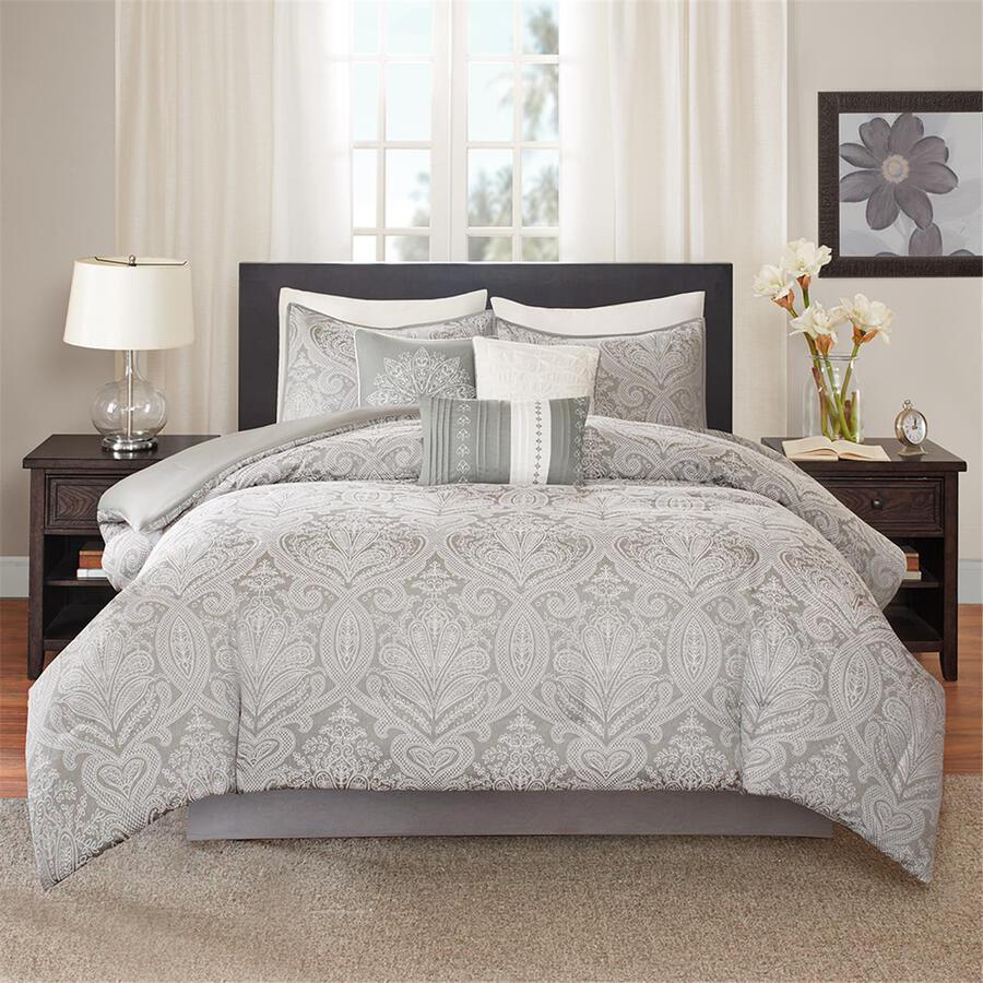 Olliix.com Comforters & Blankets - Averly Global Inspired 7 Piece Comforter Set Gray Cal King