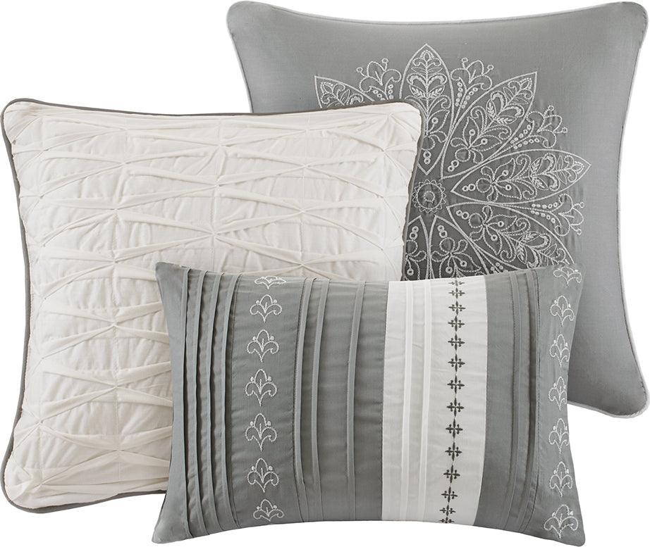 Olliix.com Comforters & Blankets - Averly Global Inspired 7 Piece Comforter Set Gray Cal King
