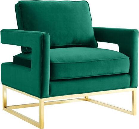 Tov Furniture Accent Chairs - Avery Forest Green Velvet Chair