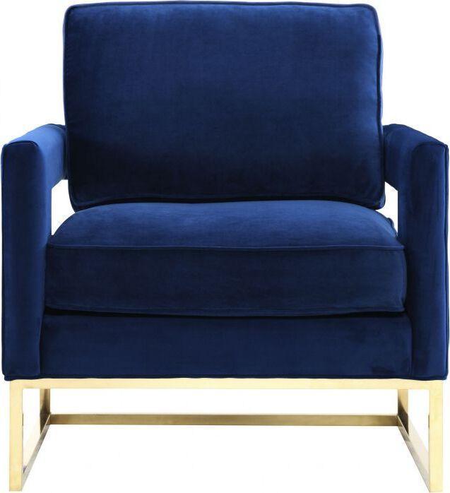 Tov Furniture Accent Chairs - Avery Navy Velvet Chair