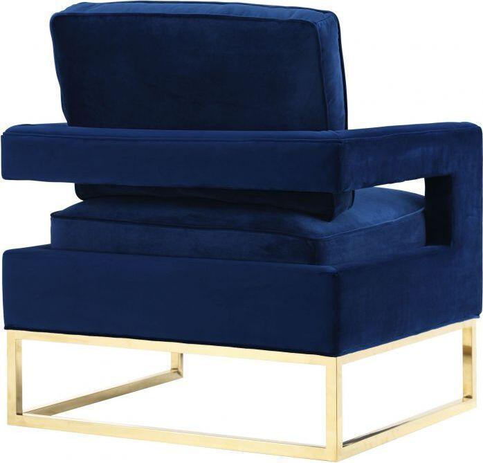 Tov Furniture Accent Chairs - Avery Navy Velvet Chair