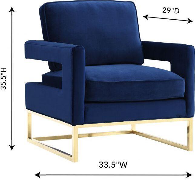 Tov Furniture Accent Chairs - Avery Navy Velvet Chair