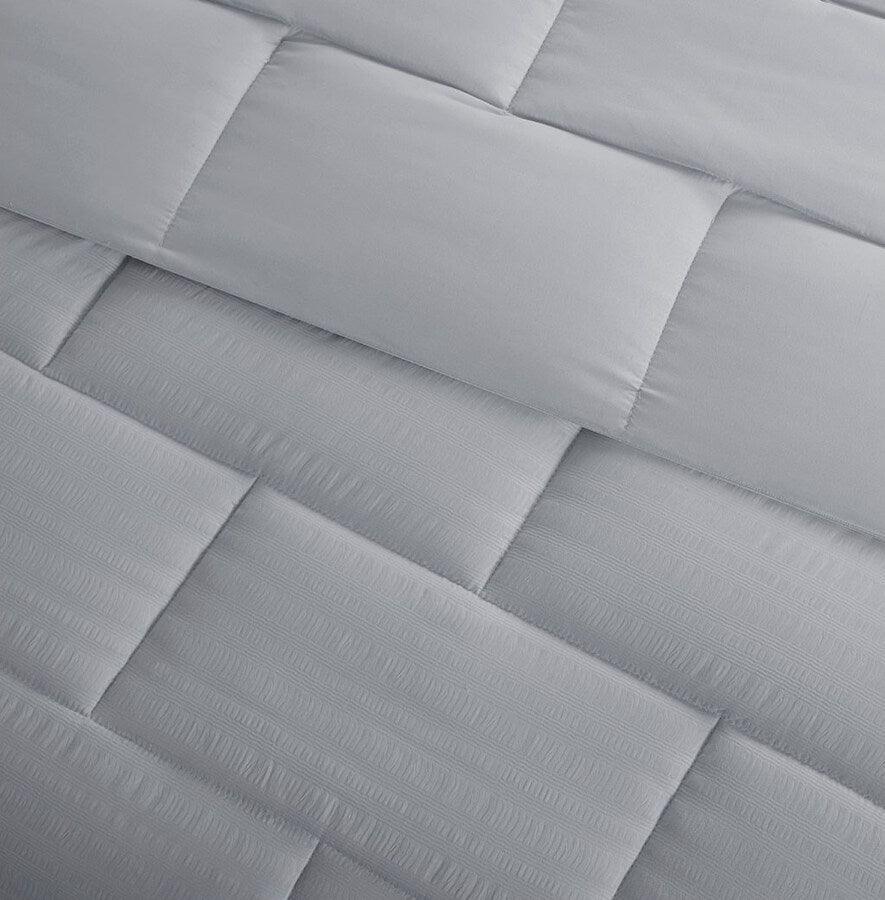 Olliix.com Comforters & Blankets - Avery Seersucker Down Alternative Comforter Mini Set Gray Full/Queen