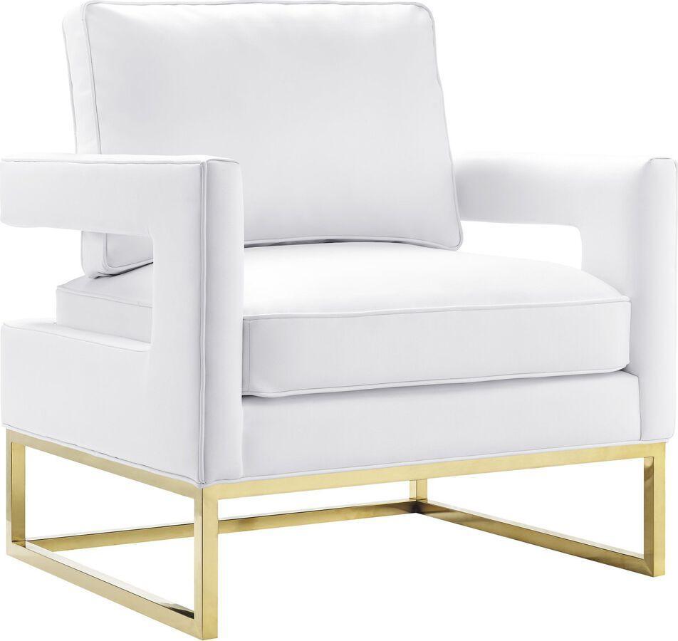 Tov Furniture Accent Chairs - Avery White Leather Chair Gold & White