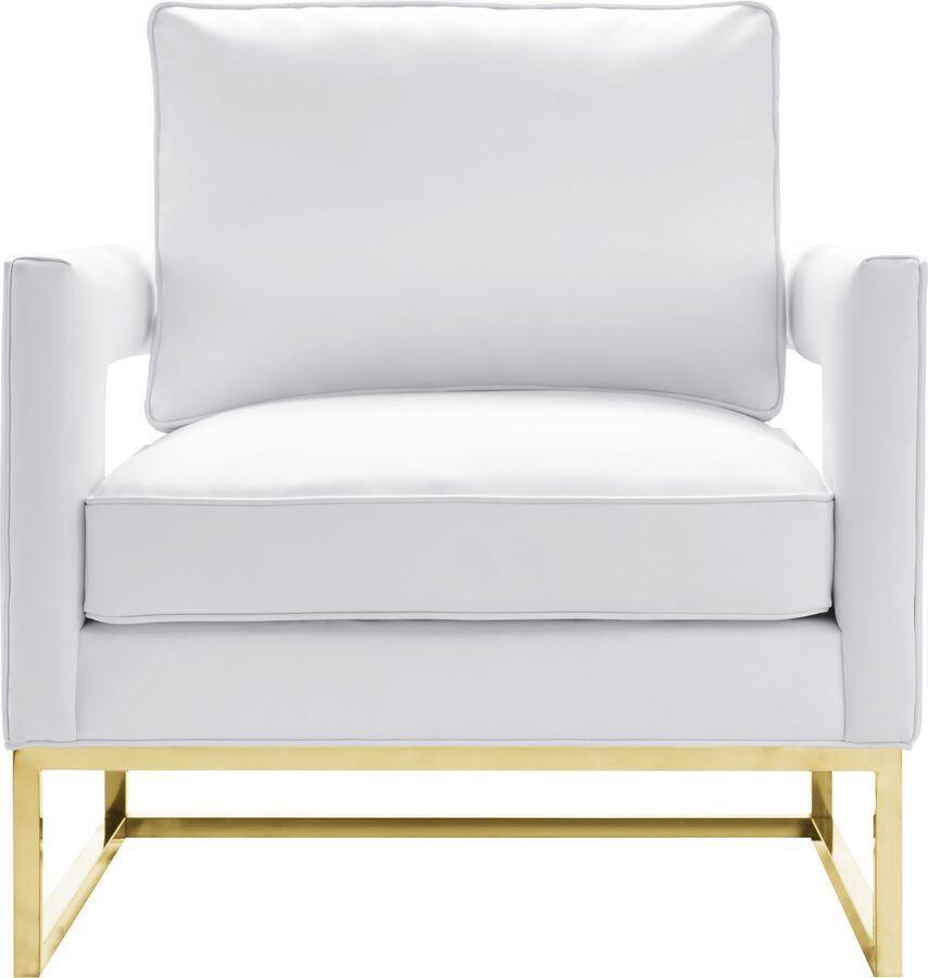 Tov Furniture Accent Chairs - Avery White Leather Chair Gold & White