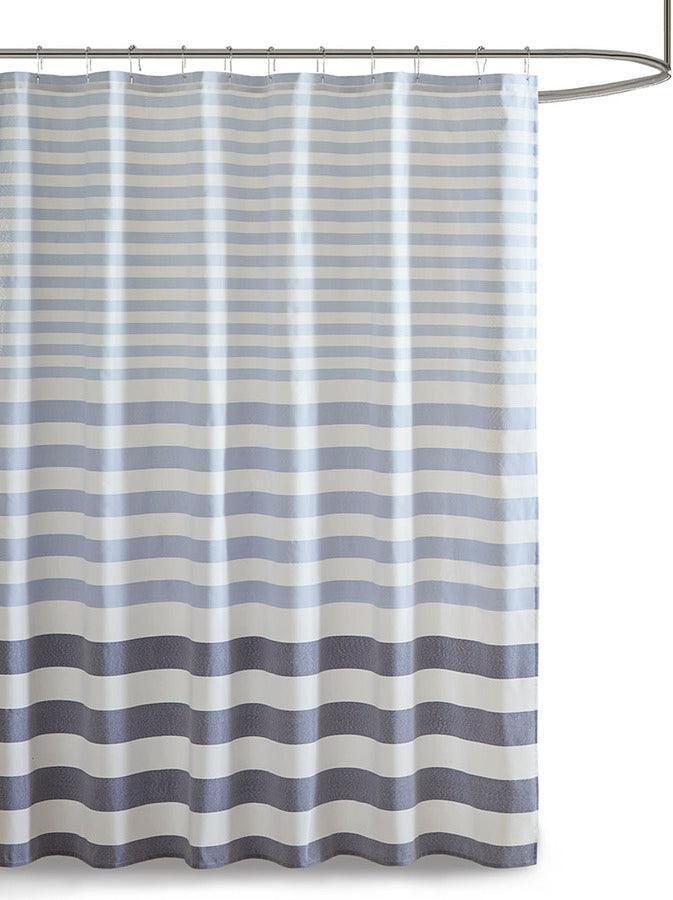 Olliix.com Shower Curtains - Aviana Stripe Blended Yarn Dyed Woven Shower Curtain Navy