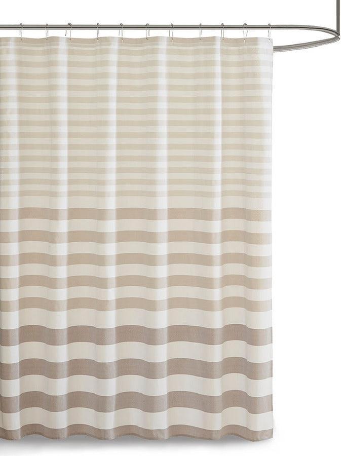 Olliix.com Shower Curtains - Aviana Stripe Blended Yarn Dyed Woven Shower Curtain Taupe