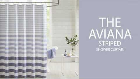 Olliix.com Shower Curtains - Aviana Stripe Blended Yarn Dyed Woven Shower Curtain Taupe