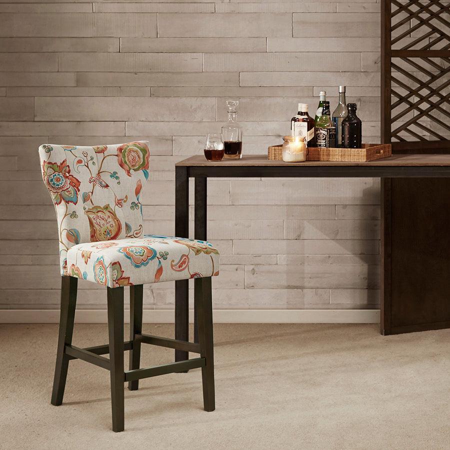 Olliix.com Barstools - Avila Tufted Back Counter Stool Orange Multi