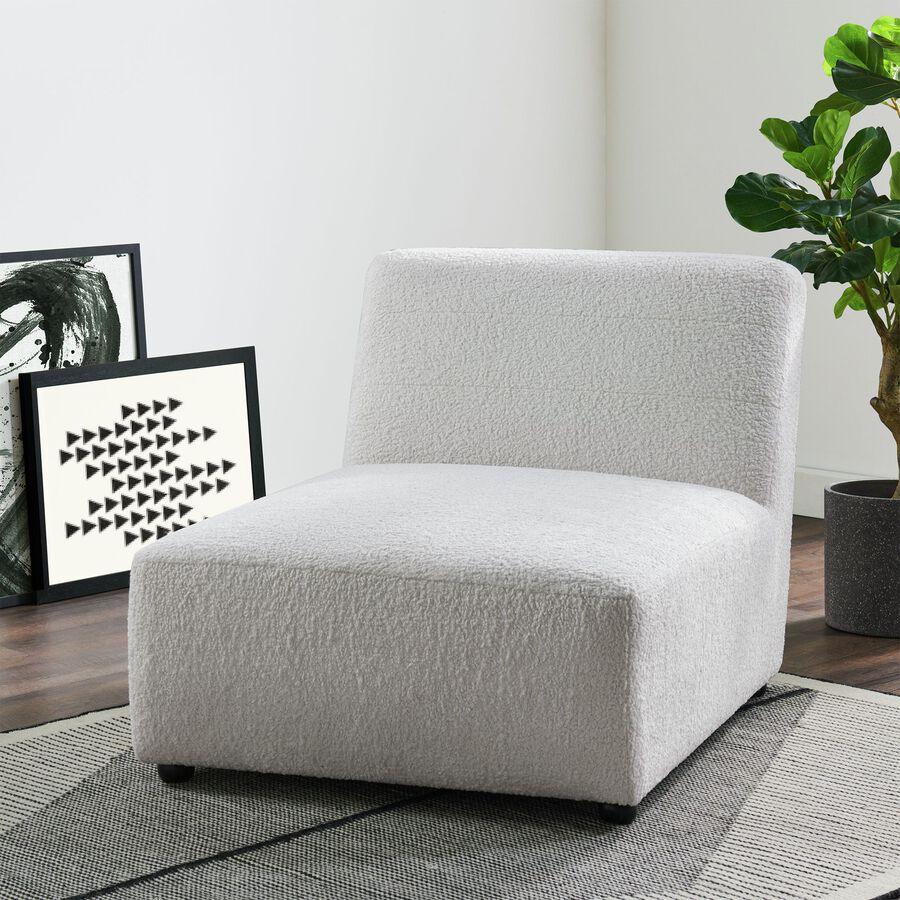 Elements Accent Chairs - Axelle Faux Sheep Accent Lounger White