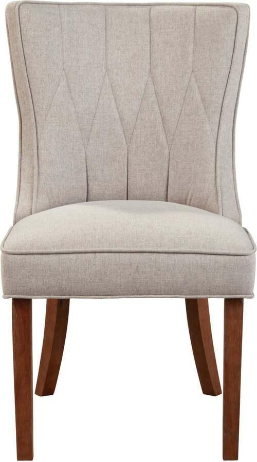 Alpine Furniture Dining Chairs - Ayala Parson Chairs Beige with Burnish Brown Legs