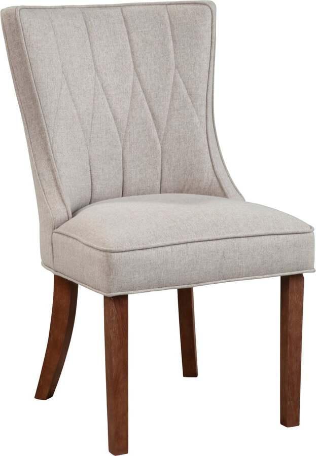 Alpine Furniture Dining Chairs - Ayala Parson Chairs Beige with Burnish Brown Legs