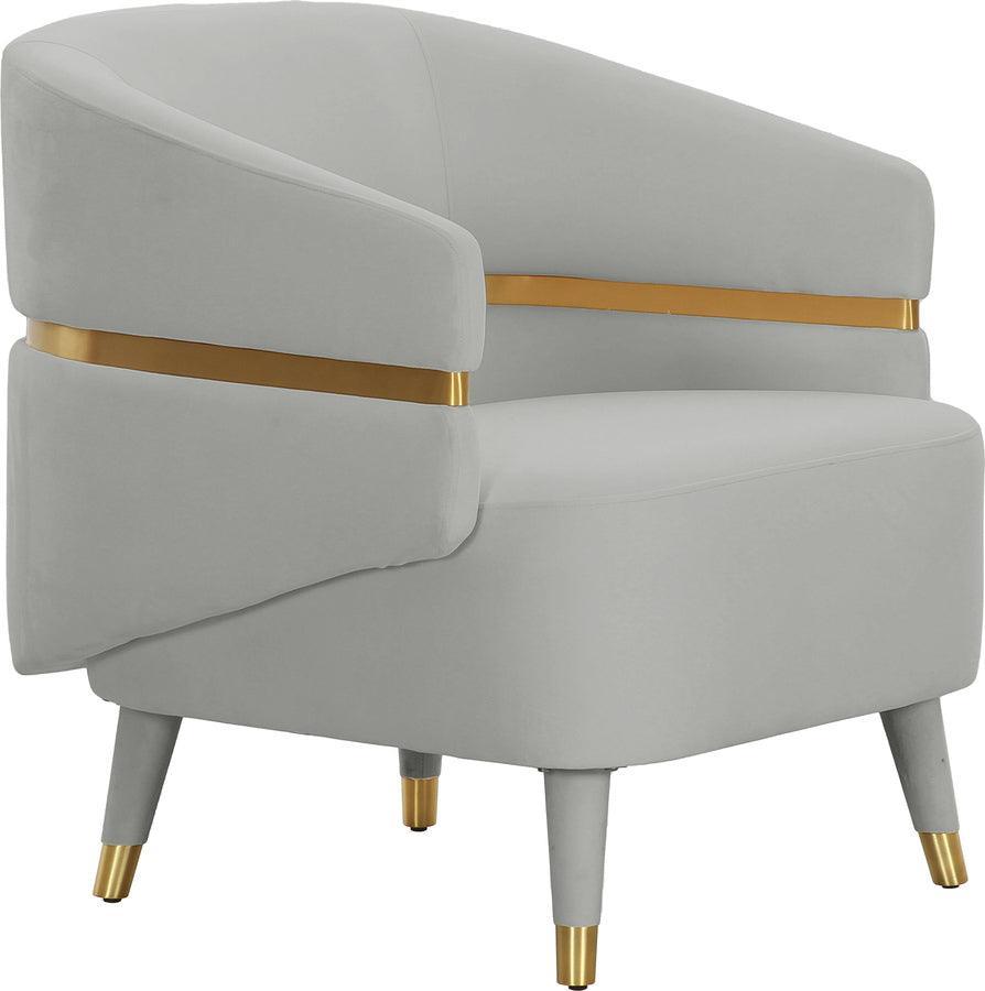 Tov Furniture Accent Chairs - Ayla Grey Velvet Accent Chair