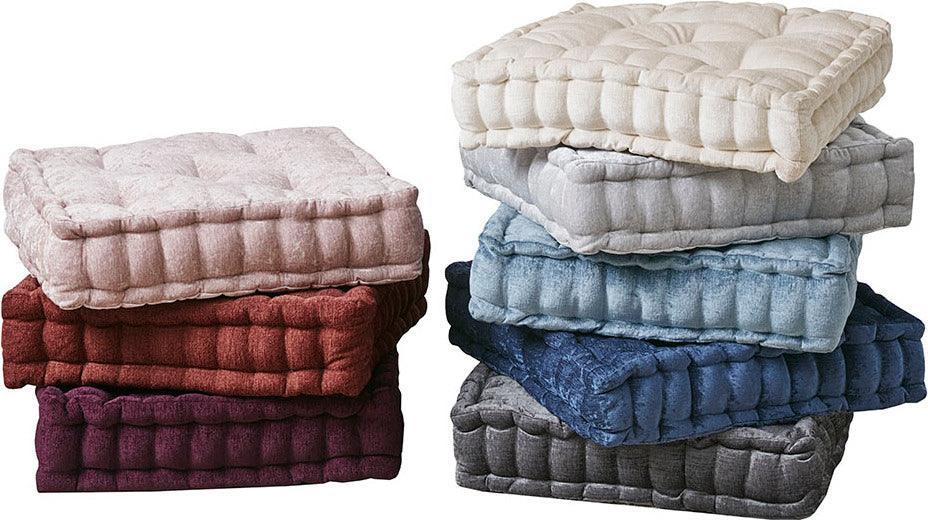 Olliix.com Pillows & Throws - Azza Poly Chenille Square Floor Pillow Cushion Charcoal