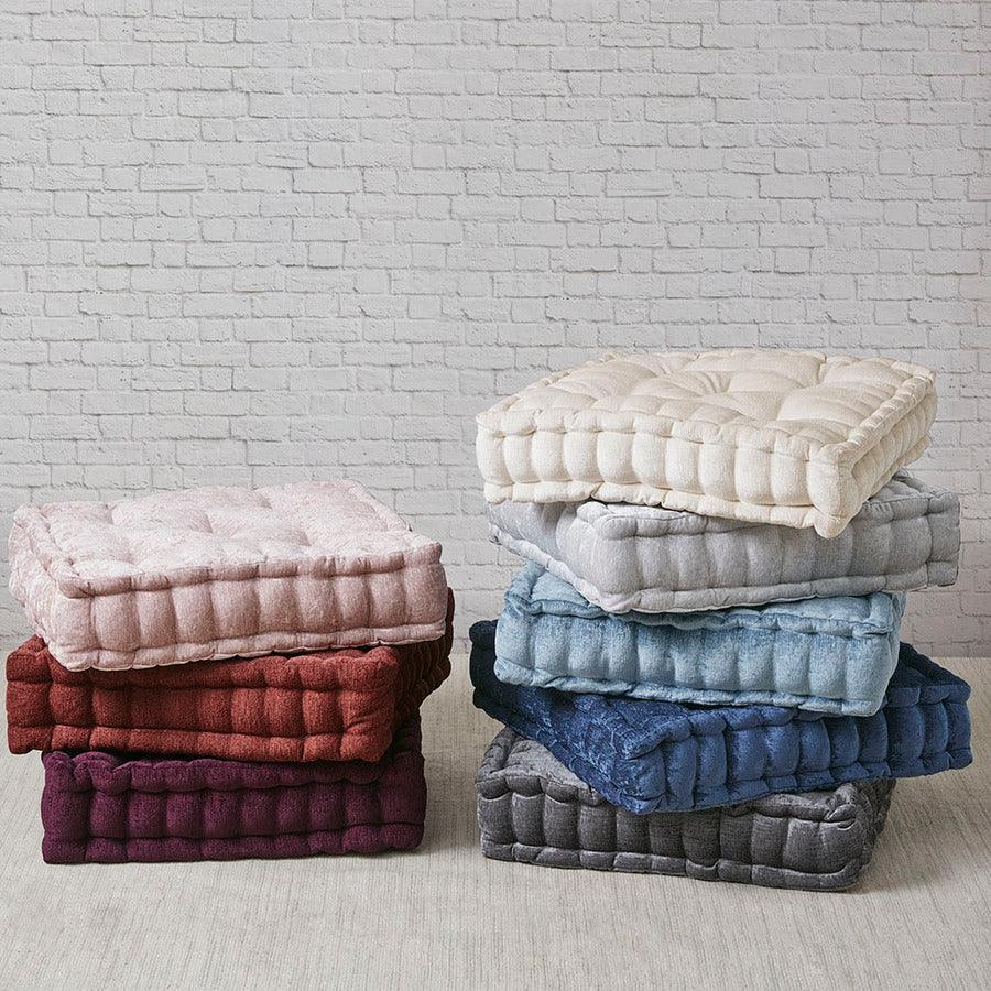 Olliix.com Pillows & Throws - Azza Poly Chenille Square Floor Pillow Cushion Charcoal