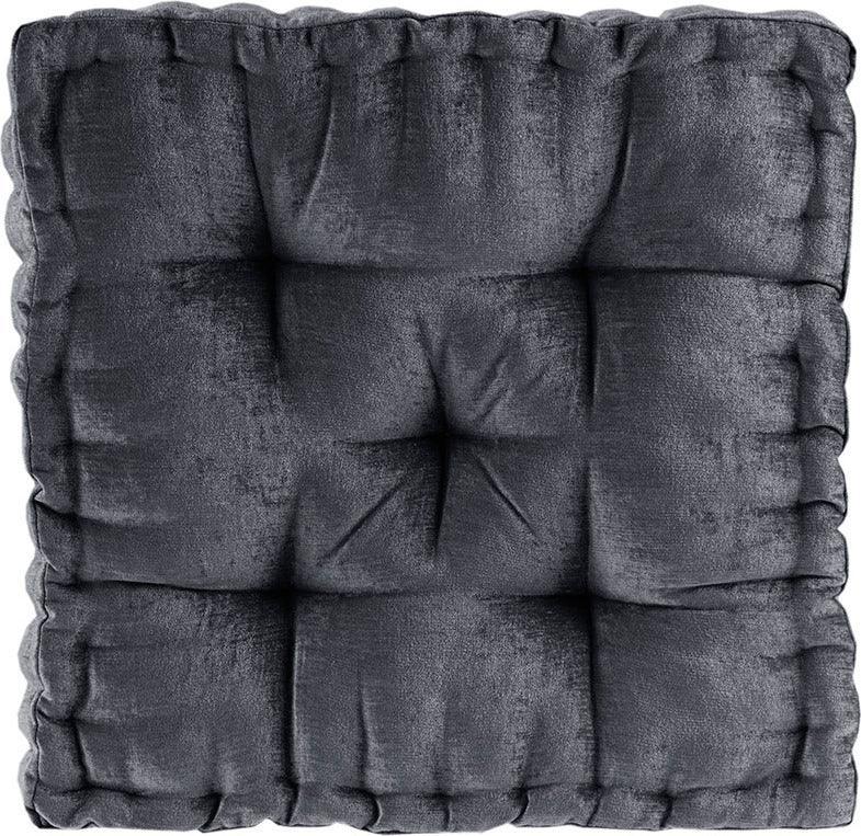 Olliix.com Pillows & Throws - Azza Poly Chenille Square Floor Pillow Cushion Charcoal