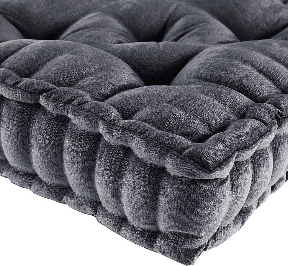 Olliix.com Pillows & Throws - Azza Poly Chenille Square Floor Pillow Cushion Charcoal