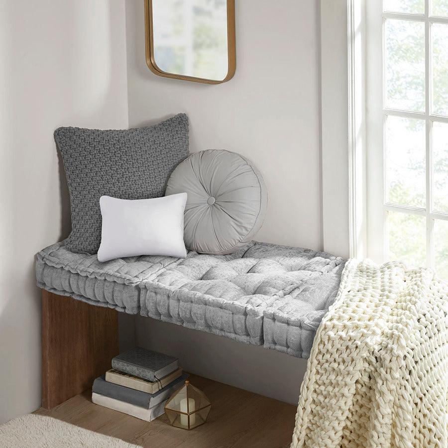 Olliix.com Pillows & Throws - Azza Poly Chenille Square Floor Pillow Cushion Gray