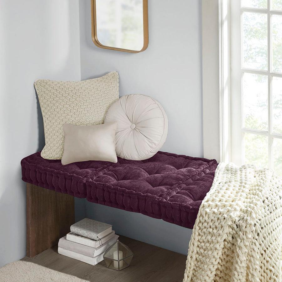 Olliix.com Pillows & Throws - Azza Poly Chenille Square Floor Pillow Cushion Plum