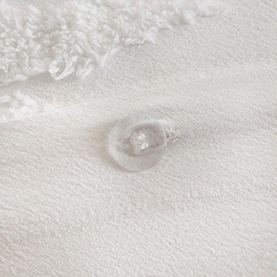 Olliix.com Duvet & Duvet Sets - Bahari Coastal 3 Pc Tufted Cotton Chenille Palm Duvet Cover Set Full/Queen White